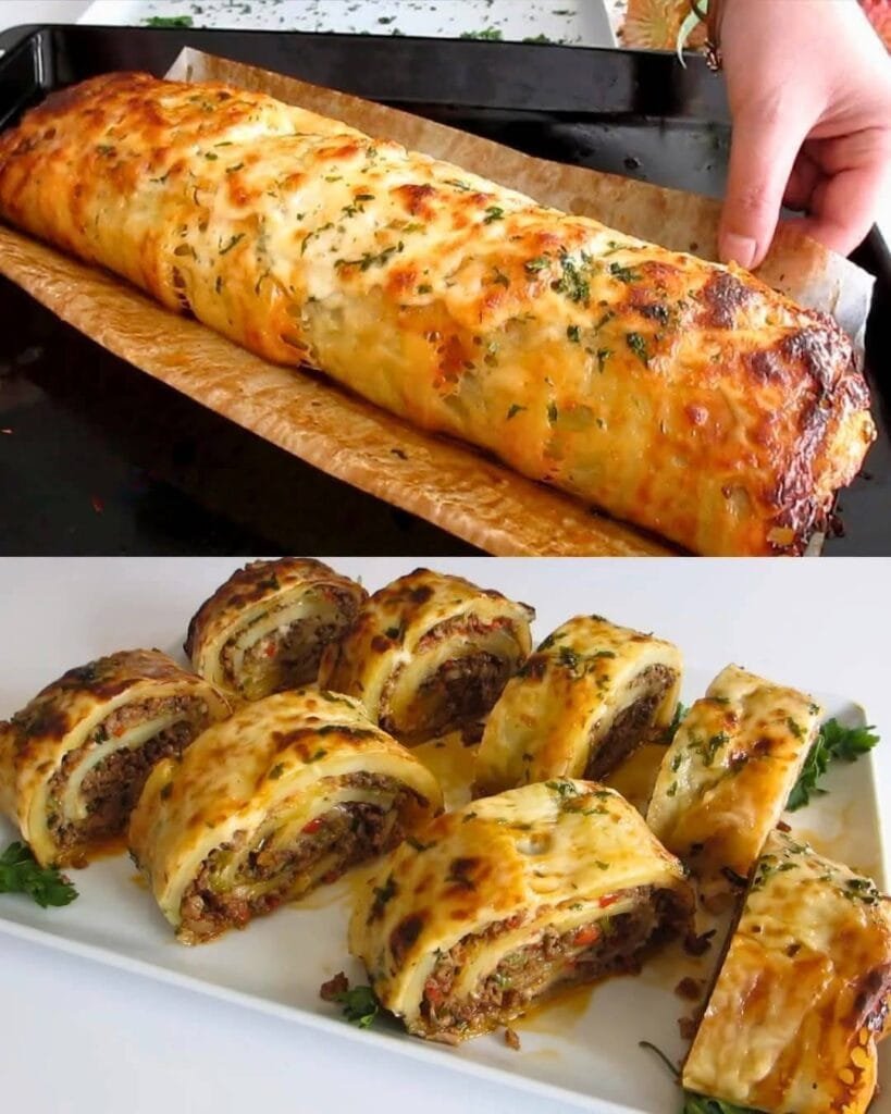 Cheesy Baked Potatoes with Bacon, Veggies, and Sour Cream Sauce
