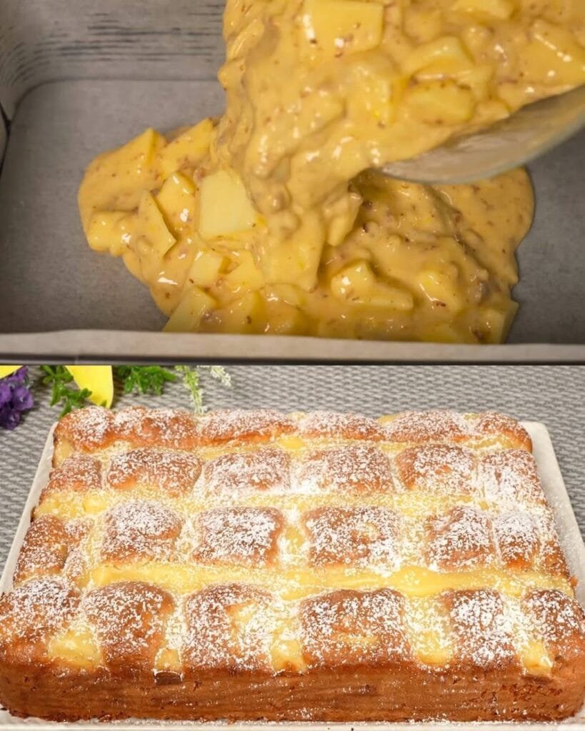 Apple and Hazelnut Cake with Cream Custard