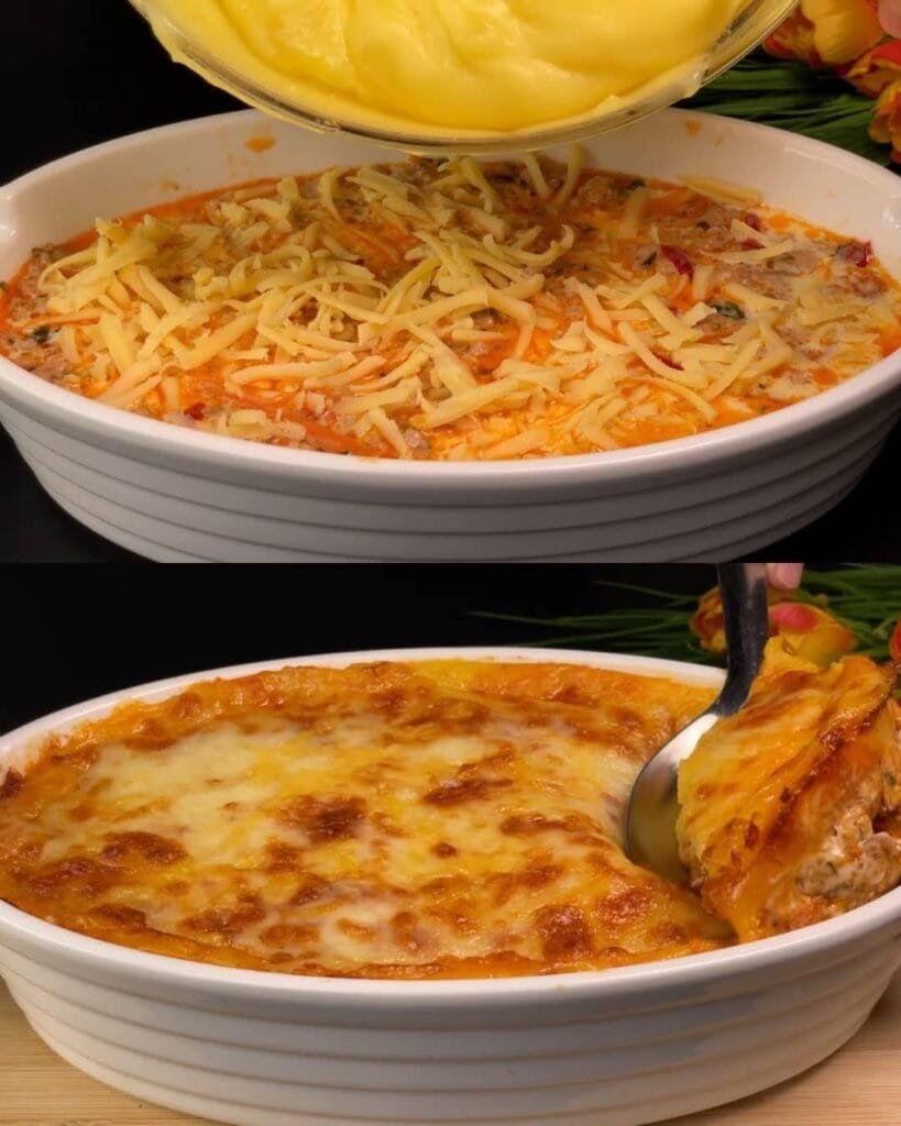 Cheesy Mashed Potato and Meat Casserole
