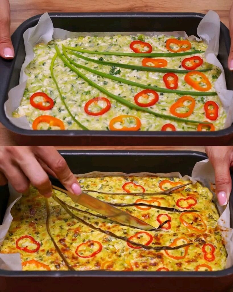 Cheesy Zucchini Bake with Garlic Yogurt Sauce